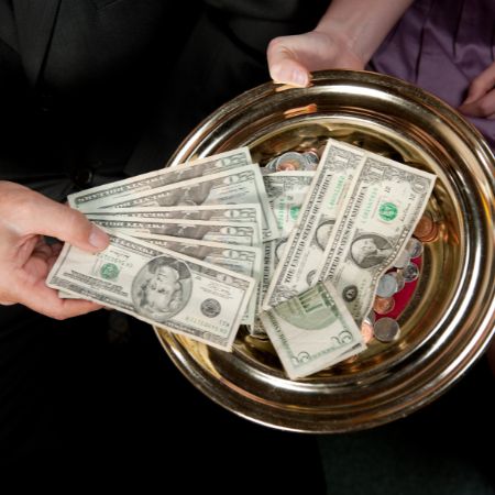 Offering Plate with Money